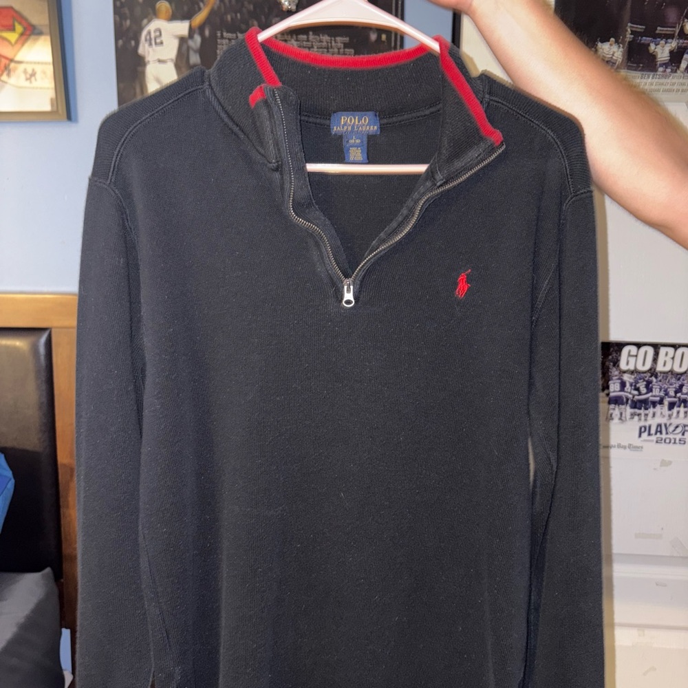 Ralph Lauren Black Quarter-Zip Sweater